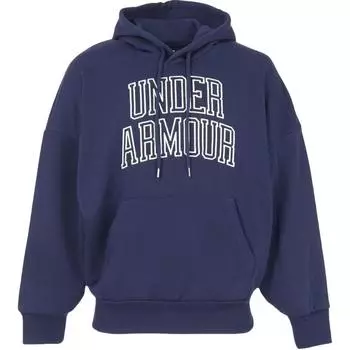 Under Armour Толстовка с капюшоном и принтом логотипа, свободная, с заниженной линией плеч, с длинным рукавом, мужская толстовка темно-синего цвета 1386549-410 S