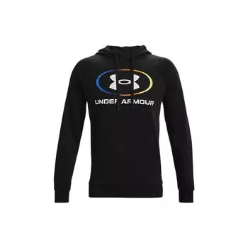 Under Armour Толстовка с капюшоном из флиса с принтом большого логотипа, мужская, черная 1361557-001 S