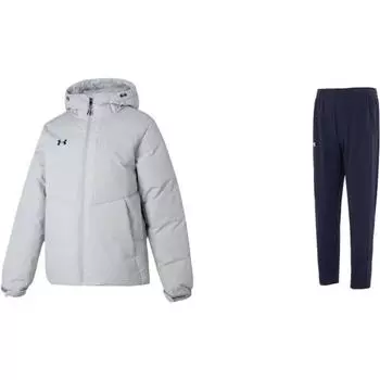 Under Armour Толстовка с капюшоном на молнии и однотонные длинные брюки, повседневный спортивный комплект для мужчин 23600801-009+23600703-409 L