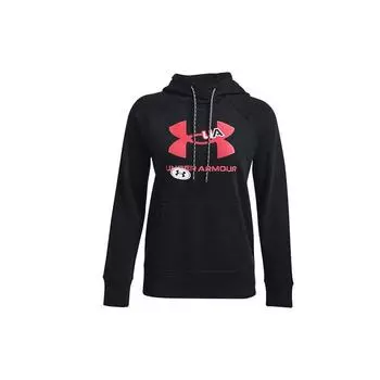 Under Armour Толстовка с капюшоном Rival Big Logo Fleece Training Hoodie для женщин, черная 1366112-001 XS