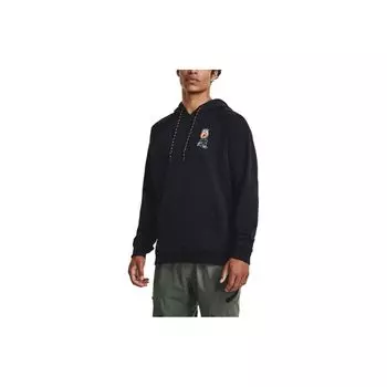 Under Armour Толстовка с капюшоном Rose Letter Print Heavyweight Cotton Training Hoodie для мужчин, черная 1379688-001 XL