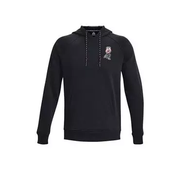 Under Armour Толстовка с капюшоном Rose Letter Print Heavyweight Cotton Training Hoodie для мужчин, черная 1379688-001 S