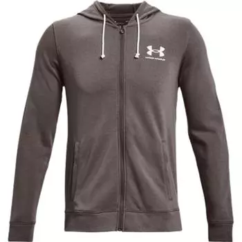 Under Armour Толстовка с капюшоном свободного кроя на молнии с длинным рукавом с надписью, мужская толстовка с капюшоном, коричневая 1370409-176 XXL