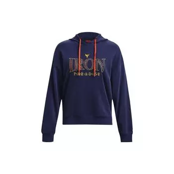 Under Armour Толстовка женская с вышитым логотипом и капюшоном, повседневная американская, темно-синяя, темно-синяя, 1380186-410 S
