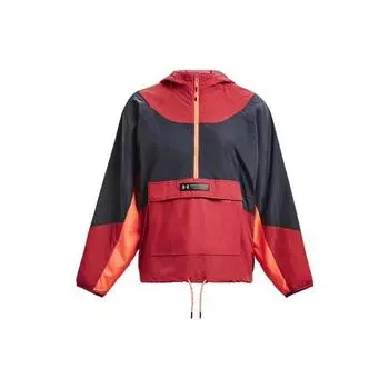 Under Armour Толстовка женская тренировочная с капюшоном и полумолнией Color Block Woven, красная 1376920-638 M