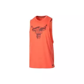 Under Armour Топ без рукавов с принтом животных, повседневный спортивный, для бега, тренировок, дышащий, свободный, с круглым вырезом, мужской, оранжевый 1371215-872 L