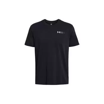 Under Armour Тяжелый пуловер с логотипом на левой груди и коротким рукавом, мужские топы, черный 1382904-001 L