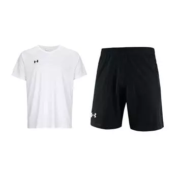 Under Armour Training Running Striped Short Sleeve Versatile Simple Shorts 2 Piece Fitness Set Men sets 25500519-100+22500214-001 3XL