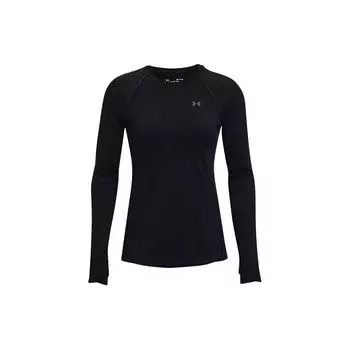 Under Armour Тренировочная футболка с круглым вырезом и длинными рукавами, женские топы, черная 1365781-001 M