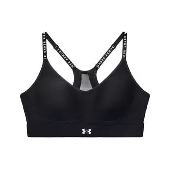 Under Armour Тренировочный спортивный бюстгальтер с принтом логотипа, низкая интенсивность, женское нижнее белье, черное 1363354-001 S