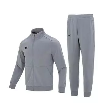 Вязаная куртка с логотипом Under Armour и спортивные брюки, повседневный спортивный комплект, мужские комплекты, серый 23600304-014+23600704-014 M