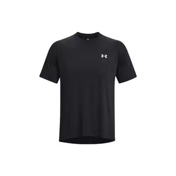 Under Armour Твердая светоотражающая футболка с коротким рукавом с круглым вырезом, мужские топы, черные 1377054-001 XL
