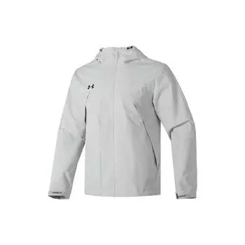 Under Armour Твердый логотип для тренировок на открытом воздухе, бега, фитнеса, тканая куртка с капюшоном, мужская куртка светло-серого цвета 23600401-009 M