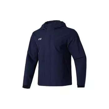 Under Armour Твердый логотип для тренировок на открытом воздухе, бега, фитнеса, тканая куртка с капюшоном, мужские куртки синего цвета 23600401-409 5XL