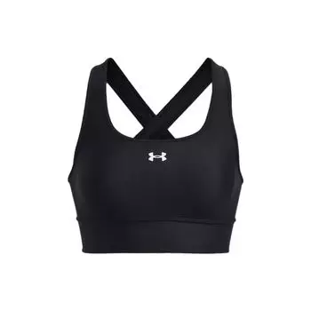 Under Armour Твердый спортивный бюстгальтер со средней поддержкой и перекрестными бретелями на спине, женское нижнее белье, черный 1377916-001 S