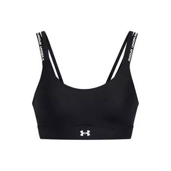 Under Armour Ua Infinity 2.0 Логотип Принт U-образный спортивный бюстгальтер Женское нижнее белье Черный 1385433-001 L
