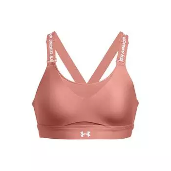 Under Armour Ua Infinity 2.0 принтованный логотип облегающий U-образный спортивный бюстгальтер женское нижнее белье розовый 1384112-696 L