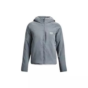 Under Armour UA Latitude Logo Print Fleece Hooded Long Sleeve Jacket Women jackets Gray 1373289-002 XS