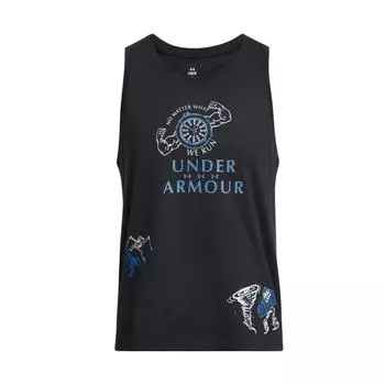 Under Armour UA Launch Letter Print Pattern Training Split Design Round Neck Vest Men Tops Black 1383413-001 M