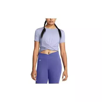 Under Armour UA Motion Crossover Solid Logo Knot Design Round Neck Short Sleeve T Shirt Women Tops Light-Blue Purple 1383647-539 S