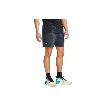 Under Armour UA Project Rock Solid Color Loose Mid Waist Drawstring Sports Shorts Men shorts Gray 1383186-044 L