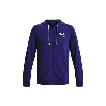 Under Armour UA Rival Letter Print Hooded Cardigan Long Sleeve Sweatshirt Men sweatshirt Blue 1370409-468 2XL