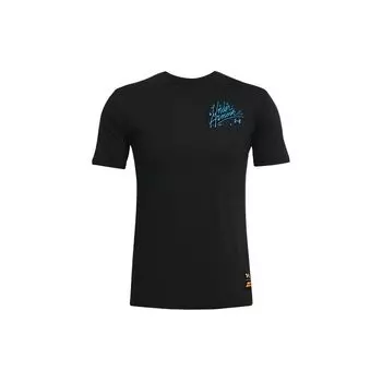Under Armour UA Scribble Повседневная спортивная футболка с логотипом American Vintage свободного кроя с круглым вырезом и коротким рукавом, мужские футболки, черная 1366419-001 L