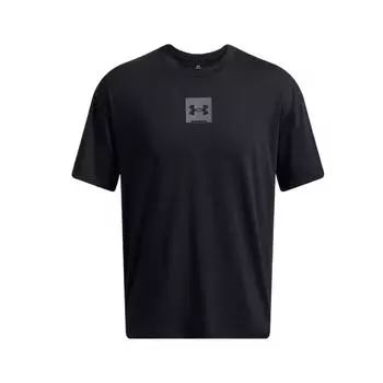 Under Armour UA SM Футболка с принтом логотипа, универсальная, влагоотводящая, повседневная, с круглым вырезом, с коротким рукавом, мужская, футболки, черная, 1386803-001 2XL