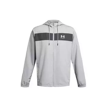 Under Armour UA Sportstyle Logo Print Дышащая ветровка с капюшоном и длинными рукавами Мужская верхняя одежда Серый 1361621-012 M