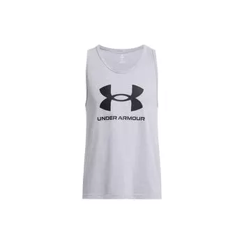 Under Armour UA Sportstyle Logo Print Жилет без рукавов с капюшоном Мужские топы Серый 1382883-035 L