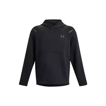 Under Armour UA Unstoppable однотонный флисовый пуловер с капюшоном, длинный рукав, мужская толстовка, черный цвет 1383042-001 2XL