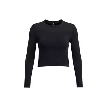 Under Armour UA Vanish Elite Solid Color Crew Neck Long Sleeve T-Shirt Women Tops Black 1383649-001 S