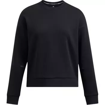 Under Armour Unstoppable Fleece Crew Fashion Loose Fit Round Neck Long Sleeve Sweatshirt Women sweatshirt Black 1387883-001 XL