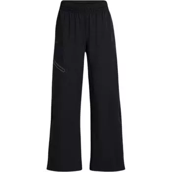 Under Armour Unstoppable Simple Solid Color Brand Logo Fashion Woven Wide Leg Training Knitted Sports Pants Women pants Black 1388857-001 M