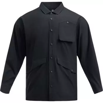 Under Armour Urban Outdoor Solid Color Casual Multi-Pocket Button-Down Long Sleeve Shirt Men shirts Black 1389295-001 L