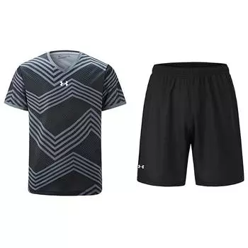 Under Armour V-Neck Pullover Short Sleeve Jersey And Elastic Waist Mid-Rise Shorts Casual Sports Set Unisex sets 23500503-001+23500203-001 M