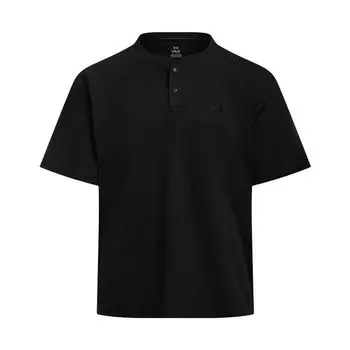Under Armour Вафельная футболка хенли с логотипом, со спущенным плечом, с коротким рукавом, мужская, черная 6007562-001 XL