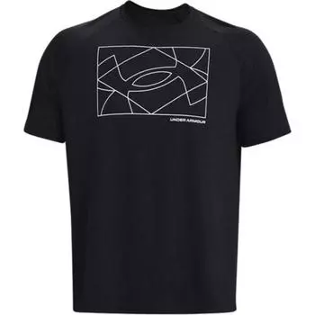 Under Armour Velocity Logo Print Круглый вырез Тренировочная футболка с короткими рукавами Мужские топы Черные 1377141-001 M