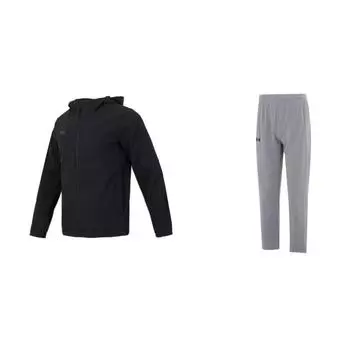 Under Armour Versatile Solid Color Loose Fit Hooded Zip-Up Long Sleeve Mid-Waist Elastic Pants Casual Sports Set Unisex sets 24600408-001+23600703-014 XL