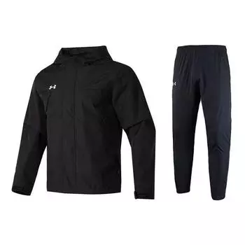 Under Armour Ветровка с длинными рукавами и капюшоном, куртка и брюки, повседневный спортивный комплект, мужские комплекты, черный цвет 23600401-001+22500706-001 XXXXL