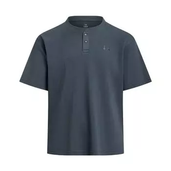 Under Armour Waffle Henley Logo Drop Shoulder Breathable T-Shirt Men Tops Storm-Gray 6007562-044 2XL