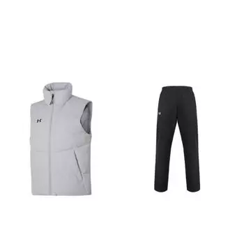 Under Armour Windproof Outdoor Warm Vest Comfortable Lightweight Elastic Pants Casual Sports Suit Unisex suit 21500737-001+23600803-009 S