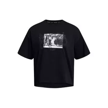 Under Armour X Curry Bruce Lee Collaboration Весенняя коллекция Графический принт Винтаж Круглый вырез Короткий рукав Футболка Женские топы Черный 1385310-001 L