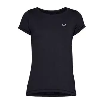 Under Armour Женская дышащая тренировочная футболка Velocity Tech с круглым вырезом, топы, черный 1384246-001 S