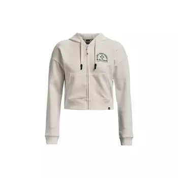Under Armour Женская толстовка с капюшоном на молнии с принтом логотипа Project Rock, цвет слоновой кости и белого 1379002-130 M