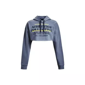 Under Armour Женский худи с принтом букв, на кулиске, укороченный, с длинным рукавом, синий 1374527-767 M
