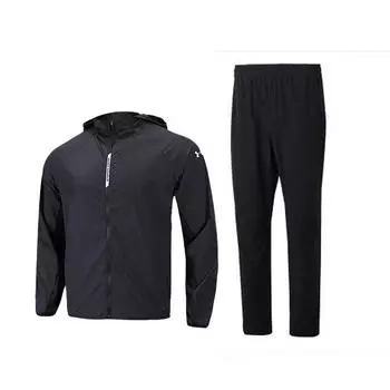 Under Armour Zip-Up Hooded Breathable Jacket And Stylish Comfortable Long Pants Casual Sports Set Men Set Black 22500405-001+23600701-001 L