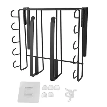 Under Cabinet Hanging Shelf Stainless Steel Under Shelf Storage Rack with Multiple Hooks for Black