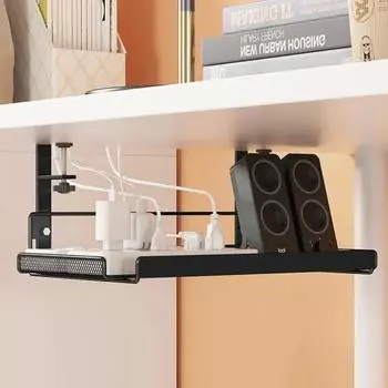 Under Desk Cable Management Tray No Drill Steel Desk Cable Organizers Wire Management Desktop Socket Router Storage Rack чёрный