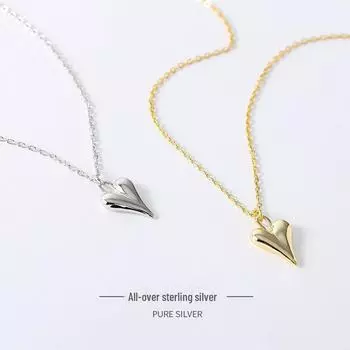 Under the Banyan Tree 14K Gold-Plated Silver Heart Necklace – Simple Design NS548 белого золота